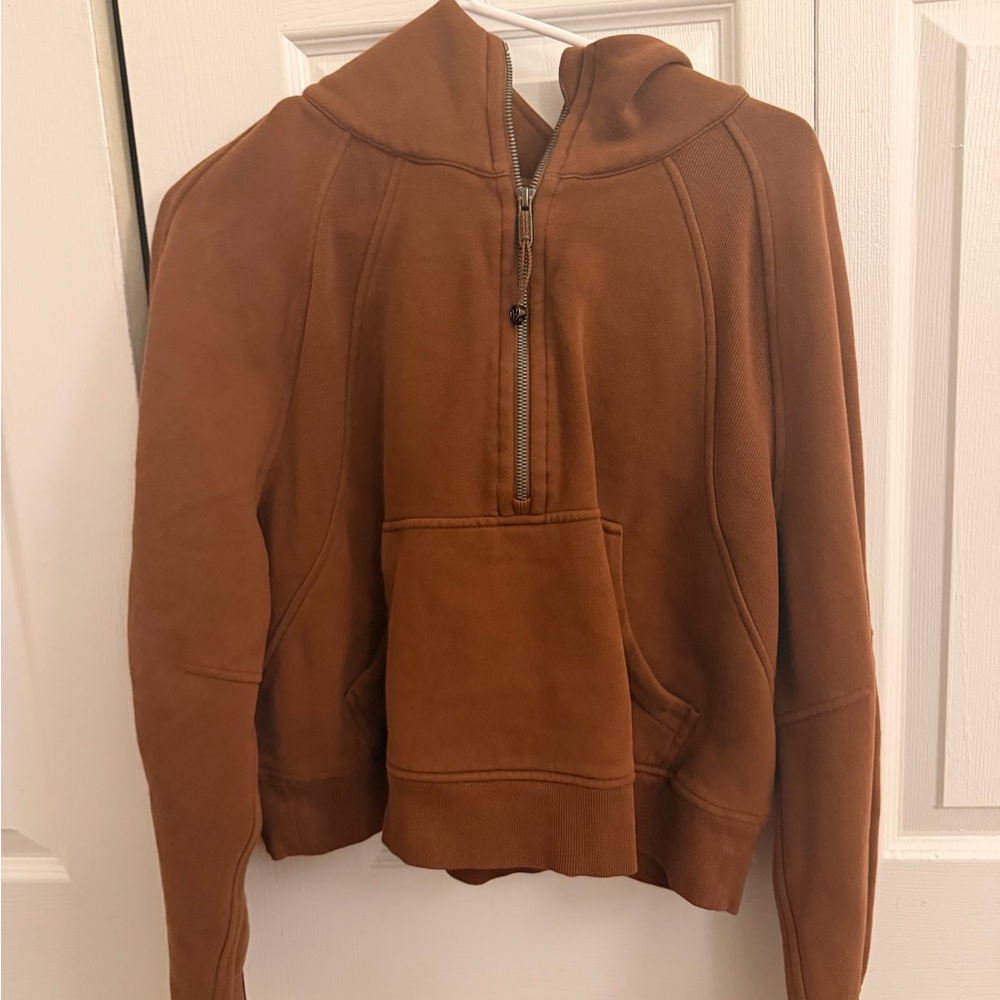 Brown scuba Half-Zip Hoodie